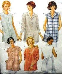 7521 CUTE BUTTON TOPS SLEEVES/TIES OR NOT PATTERN XS-M